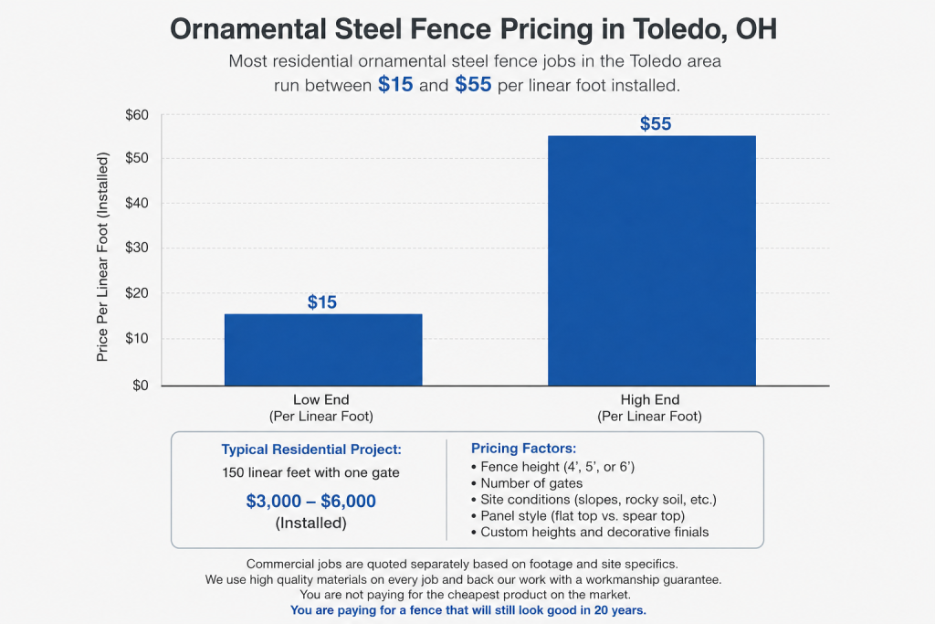 Ornamental steel fence cost Toledo OH